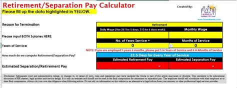 Philippines Separation Pay Calculator .